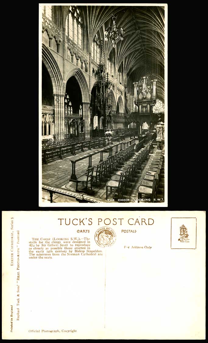 PIPE ORGANS Exeter Cathedral Choir S.W. Old RP Postcard
