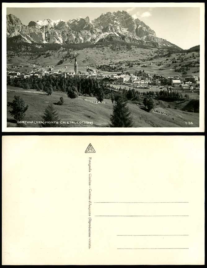 Italy CORTINA, MONTE CRISTALLO Mountains Church Panorama Old Real Photo Postcard