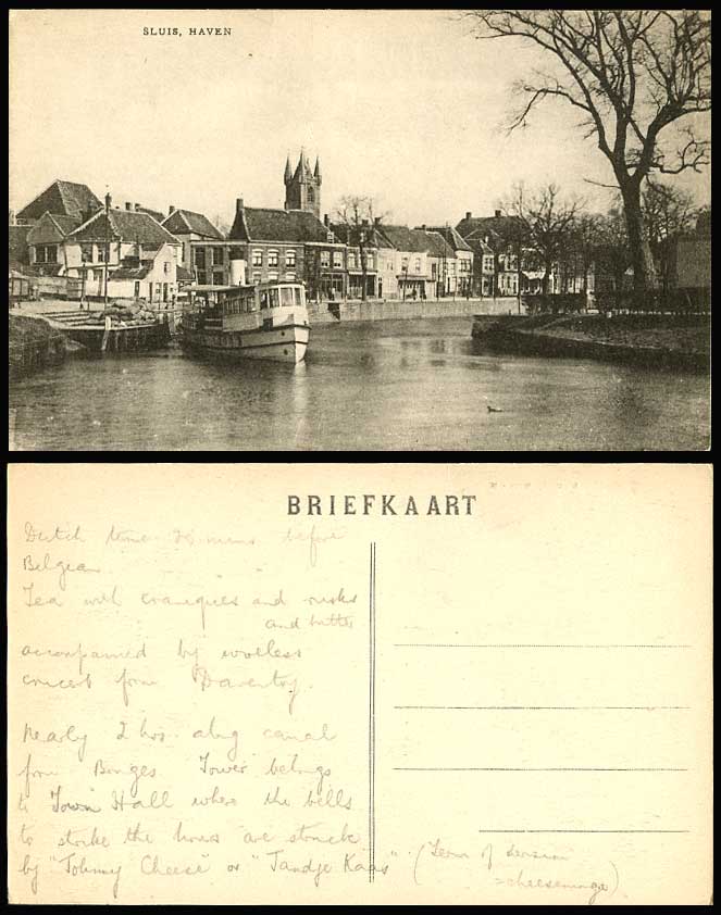 Netherlands Old Postcard SLUIS HAVEN, Harbour Boats Canal or River Scene Holland