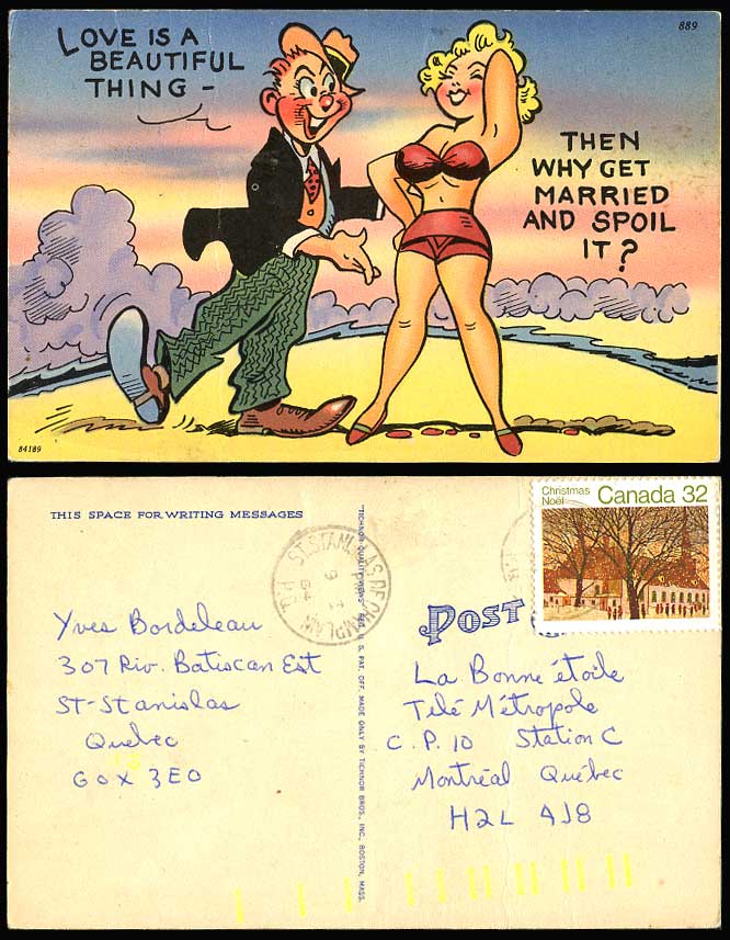Love is a Beautiful Thing Then why et married and spoil it? Old Postcard
