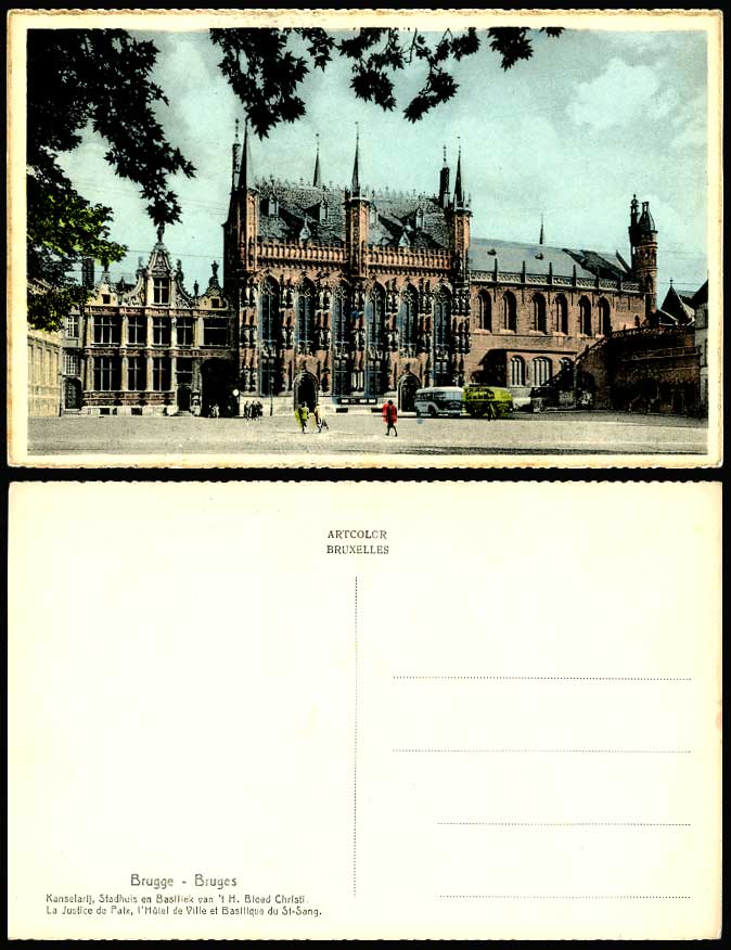 Belgium Brugge Bruges Old Postcard City Hall Justice de Paix Basilica de St-Sang