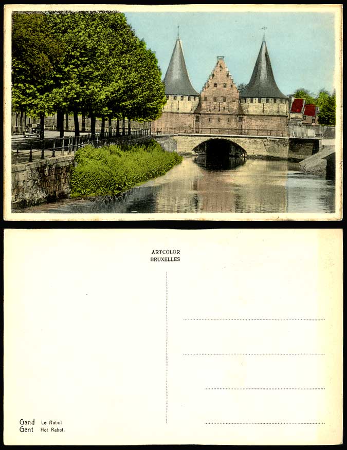 Belgium Old Colour Postcard GHENT Gand Gent Le Rabot Het Rabot, Bridge River Car