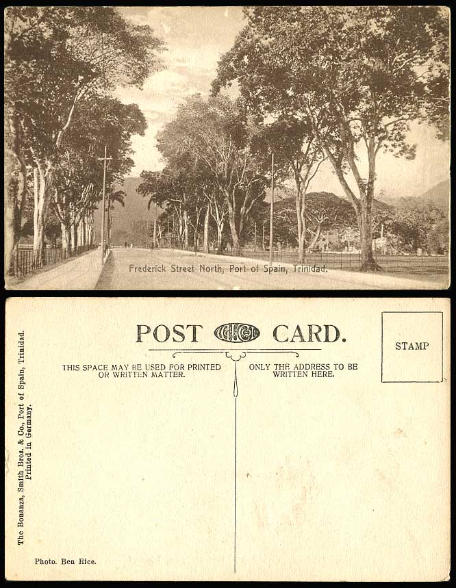 Trinidad Old Postcard Frederick Street North, Port of Spain, Street Scene B.W.I.