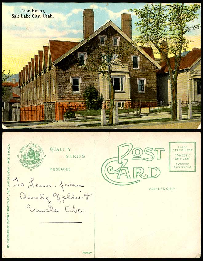 USA Old Colour Postcard Lion House, Salt Lake City, Utah, United States
