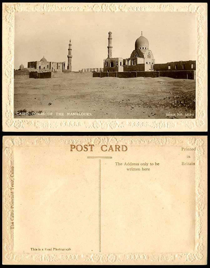Egypt Cairo - Tombs of Mamelouks Old Real Photo Embossed Postcard Tombeaux Caire