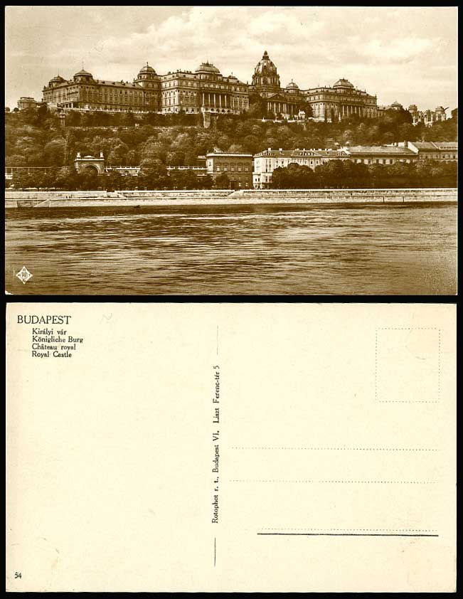 Hungary Budapest - Royal Palace Chateau Old Real Photo Postcard Koenigliche Burg