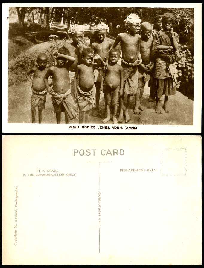 Aden Arab Kiddies LEHEJ Arabia Native Arabe Little Boys Children Old RP Postcard