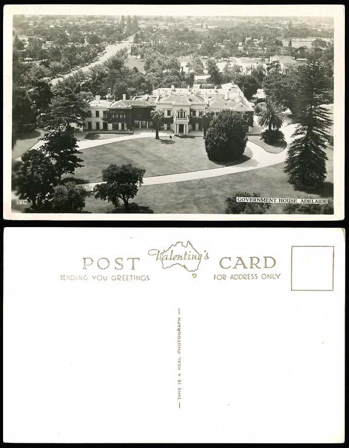 Australia ADELAIDE, Government House Old R. Photo Postcard Panorama General View