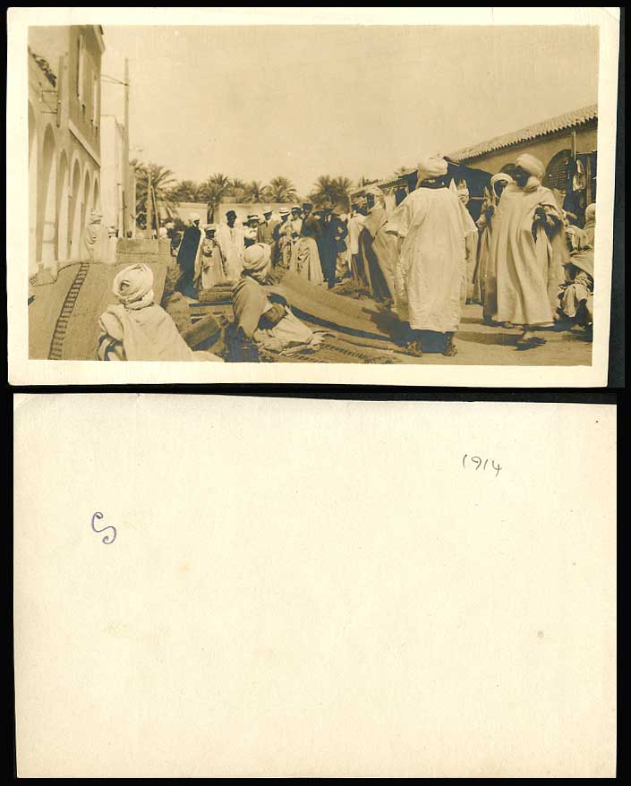 Algeria Alger Algiers, Rugs Vendors Market Street 1914 Old Real Photo Photograph