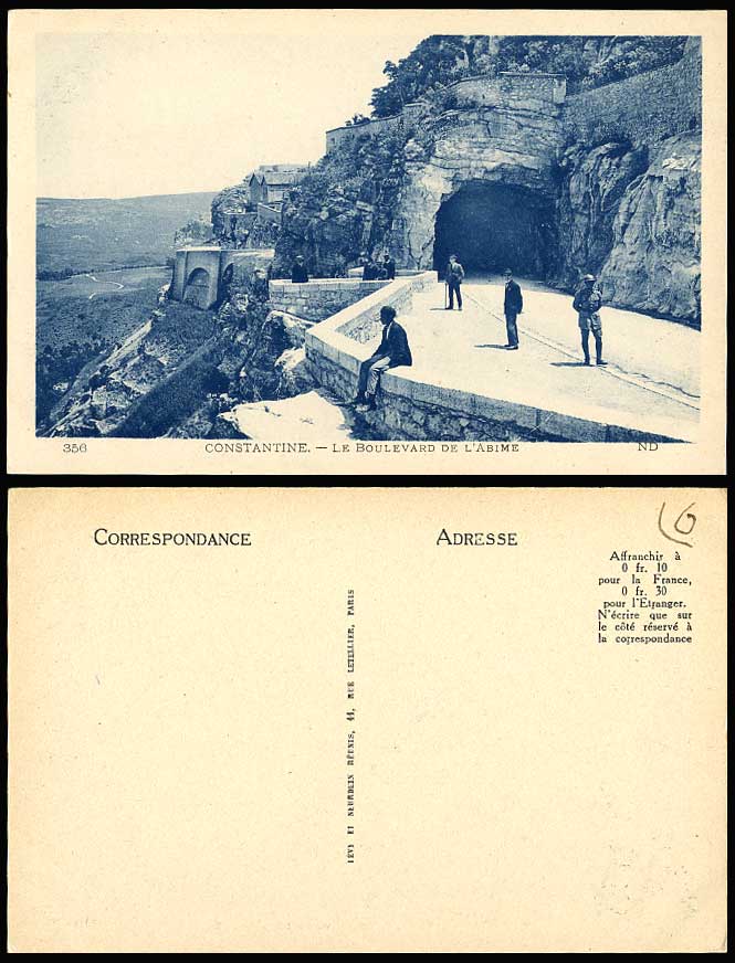 Algeria Old Postcard Constantine Boulevard de l'ABIME Soldier Police, Men Tunnel