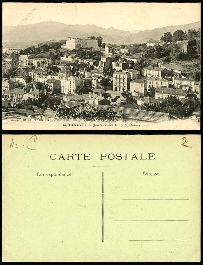 Algeria Old Postcard Bougie Quartier des Cinq Fountaines District Five Fountains