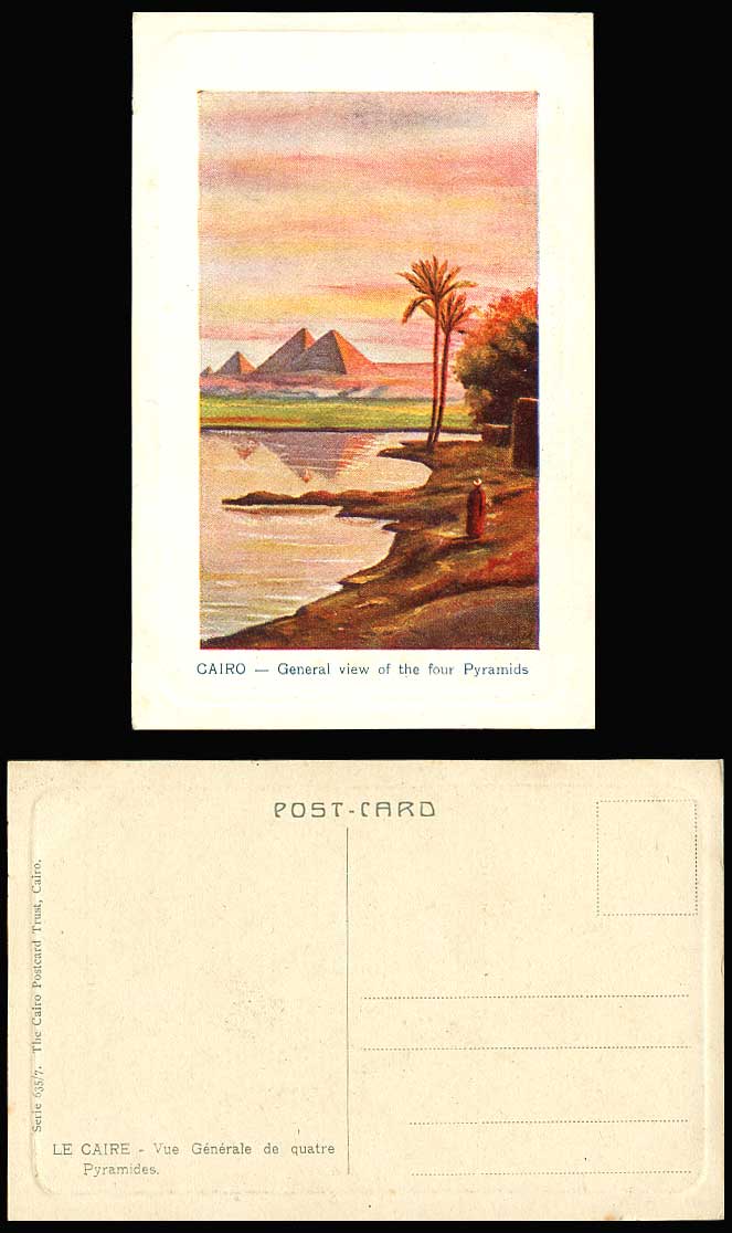 Egypt Old Postcard Cairo General View of the 4 Four Pyramids Caire, J.A. Midiads