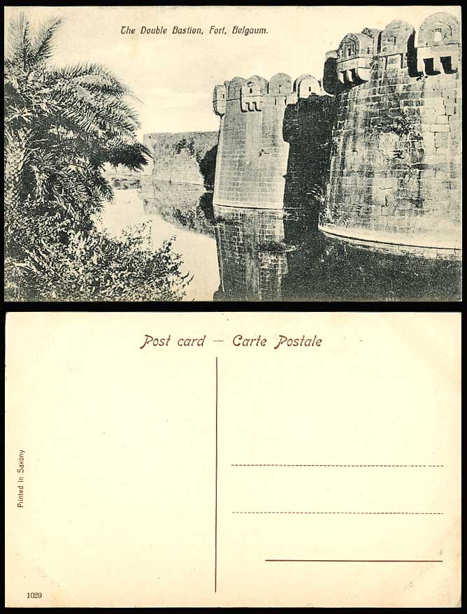 India Old Postcard The Double Bastion Fort BELGAUM Fortress Moat, British Indian