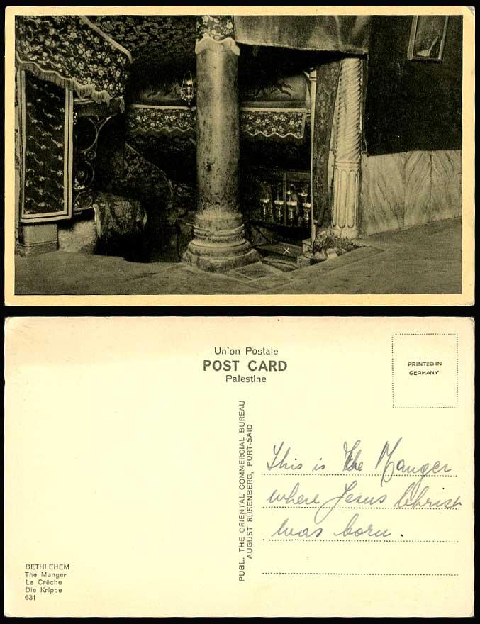 Palestine BETHLEHEM Old Postcard The Manger, Die Krippe, La Creche, Holy Land