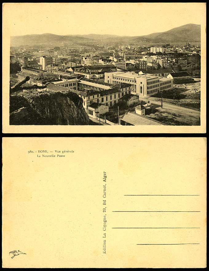 Algeria BONE Old Postcard Vue Generale, La Nouvelle Poste, General View Panorama