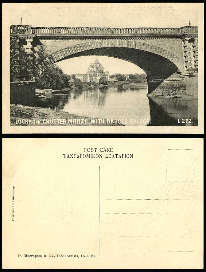 India Old Postcard Chutter Manzil with Bruces Bridge & River Scene Lucknow L 272