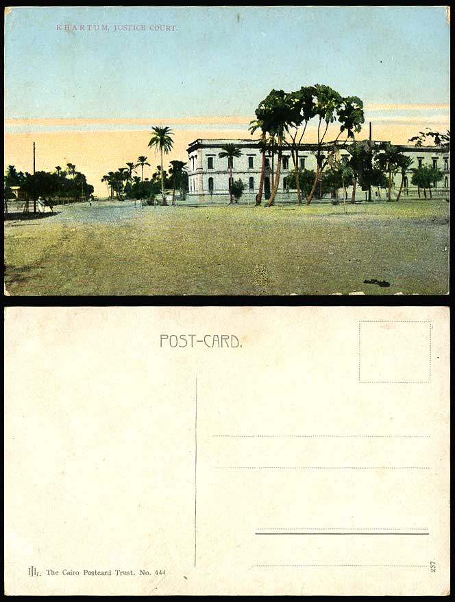Sudan Old Color Postcard KHARTUM Justice Court Law Courts Street Scene Palm Tree