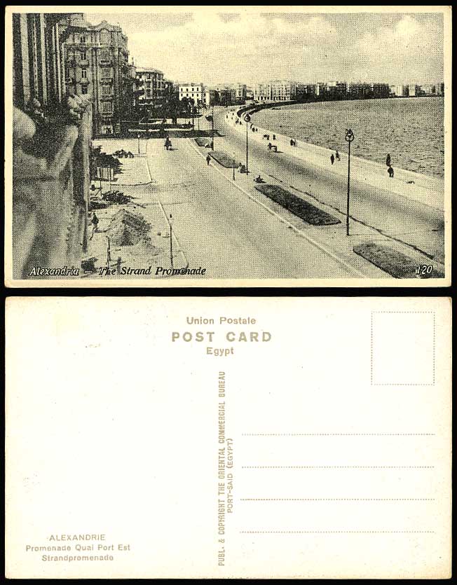 Egypt Old Postcard Alexandria, The Strand Promenade, Street Scene Alexandrie 120