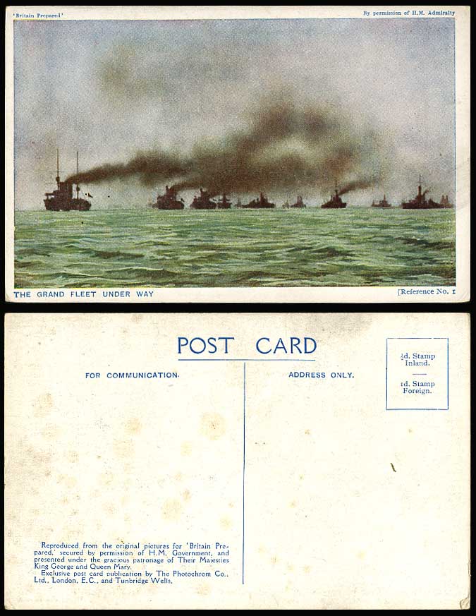 WW1 Military Vessels Old Postcard THE GRAND FLEET UNDER WAY Warships Battleships
