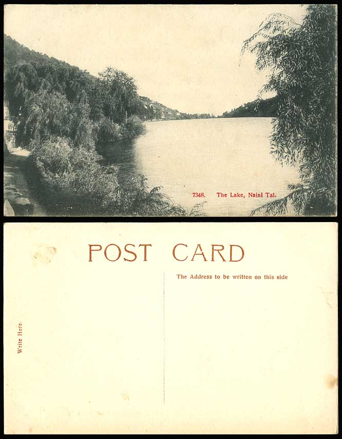 India Old Postcard The Lake, Nainital Naini-Tal Naini Tal Panorama Lakeside Road