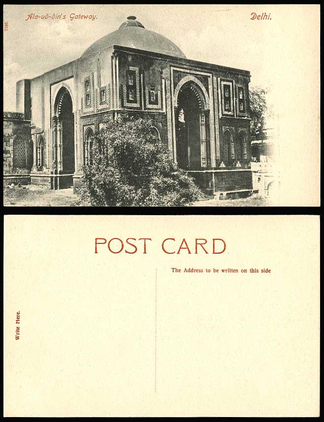 India Old Postcard Ala-ud-Din's Gateway Gate Alauddin Tomb Delhi Built 1310 A.D.