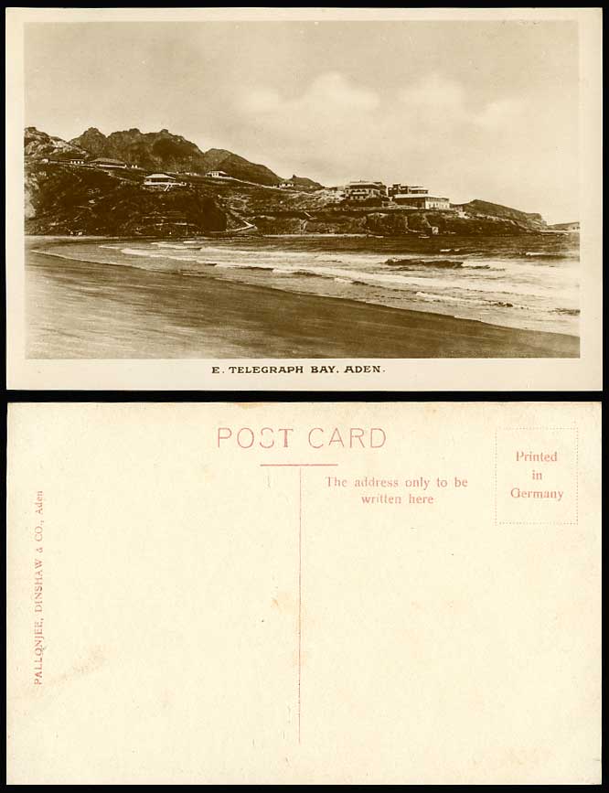 ADEN E. Telegraph Bay Beach & Panorama Yemen Old R.P. Postcard Pallonjee Dinshaw