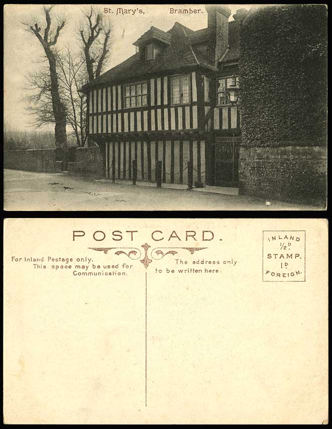 BRAMBER, ST. MARY'S HOUSE, 15th Century Timber-Framed House, Sussex Old Postcard