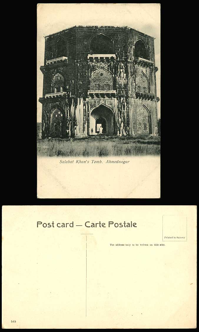 India Old Postcard Salabat Khan's Tomb, Ahmednagar, Salabat Khan, Gate Man & Boy