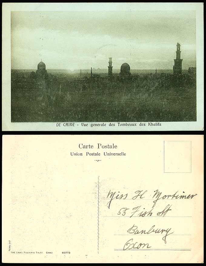 Egypt Old Postcard Cairo Tombs, Le Caire, Vue Generale des Tombeaux des Khalifs