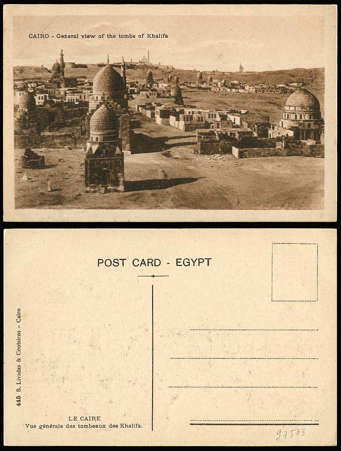 Egypt Old Postcard Cairo, General View of Tombs of Khalifs, Tombeaux des Khalifs