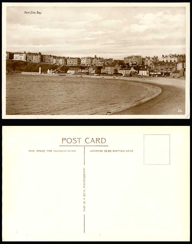 Isle of Man Old Postcard Port Erin Bay, Lighthouse Beach Cliffs Seaside Panorama