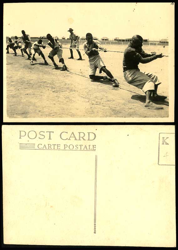 South Africa Tug of War Rope Pulling Sports Sport Native Old Real Photo Postcard