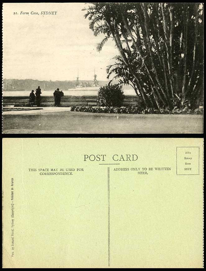 Australia Farm Cove Sydney N.S.W Warship Battleship Military Vessel Old Postcard