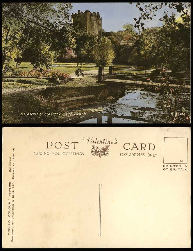 Ireland, BLARNEY CASTLE Co. Cork, Bridge & River Scene Old Colour Irish Postcard