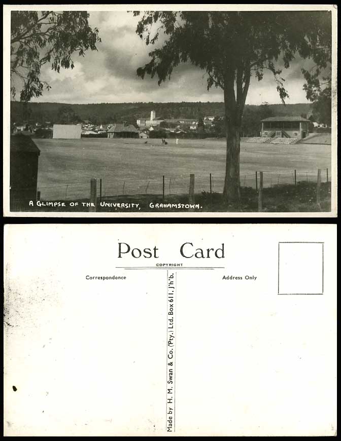 South Africa Grahamstown A Glimpse of The University, Sports Ground Old Postcard