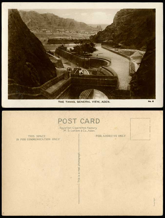 Aden THE TANKS General View Panorama Yemen Middle East 6 Old Real Photo Postcard