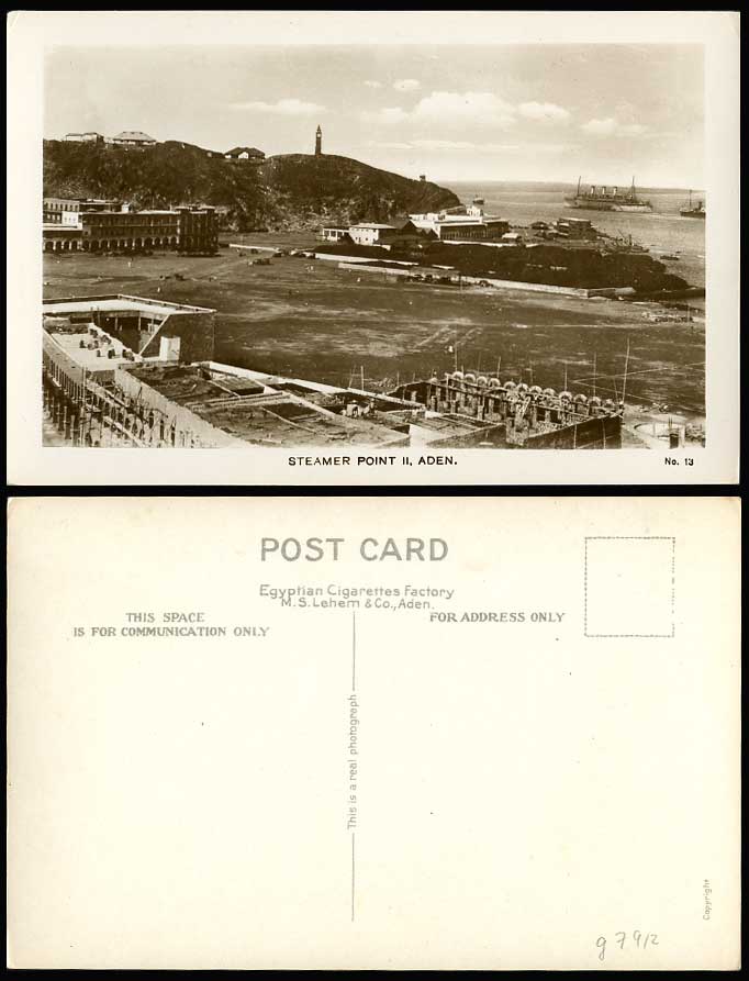 Aden Steamer Point II, Lighthouse, Harbour, Steamer Steam Ship Old R.P. Postcard