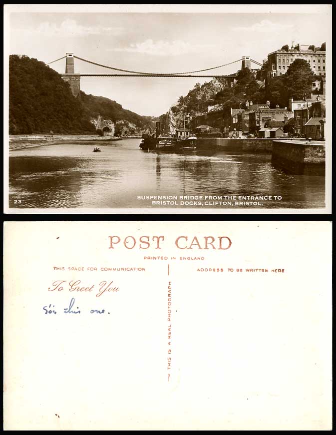 Bristol United Beer Suspension Bridge from Entrance to Bristol Dock Old Postcard