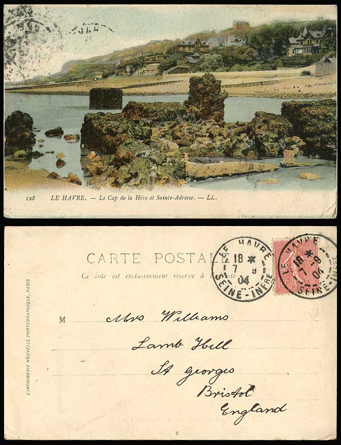LE HAVRE Le Cap de la Heve et Sainte Adresse Normandy 1904 Old Postcard L.L. 128