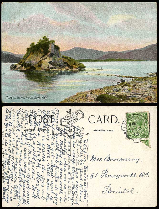 Ireland Colleen Bawn Rock Killarney Co Kerry 1913 Old Postcard Commercial Series