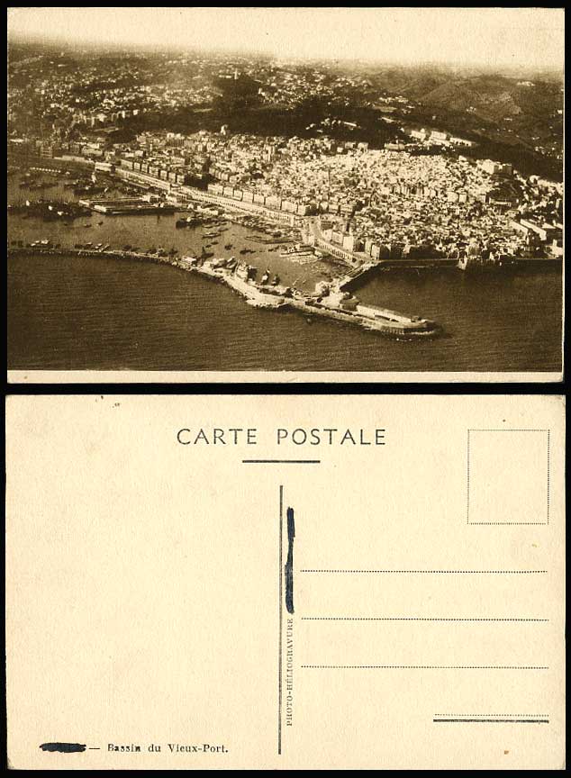 France Bassin du Vieux-Port Old Harbour Boat Aerial View Vintage French Postcard