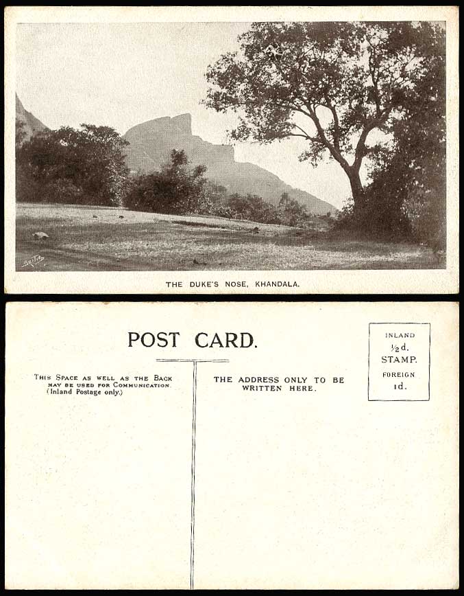 India Old Postcard Khandala The Duke's Nose Mountains and Trees (British Indian)