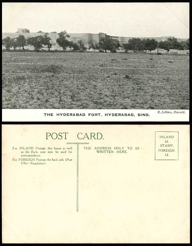 Pakistan Old Postcard The Hyderabad Fort, Hyderabad Sind. Fortress British India