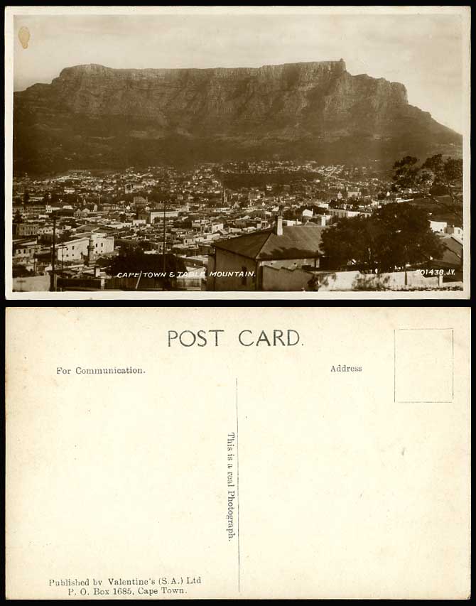 South Africa, CAPE TOWN & TABLE MOUNTAIN Panorama General View Old R.P. Postcard