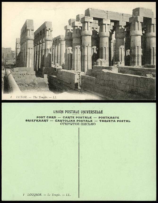 Egypt Old Postcard LUXOR TEMPLE Ruins Columns Pillars L.L. No. 1 Louxor Louqsor