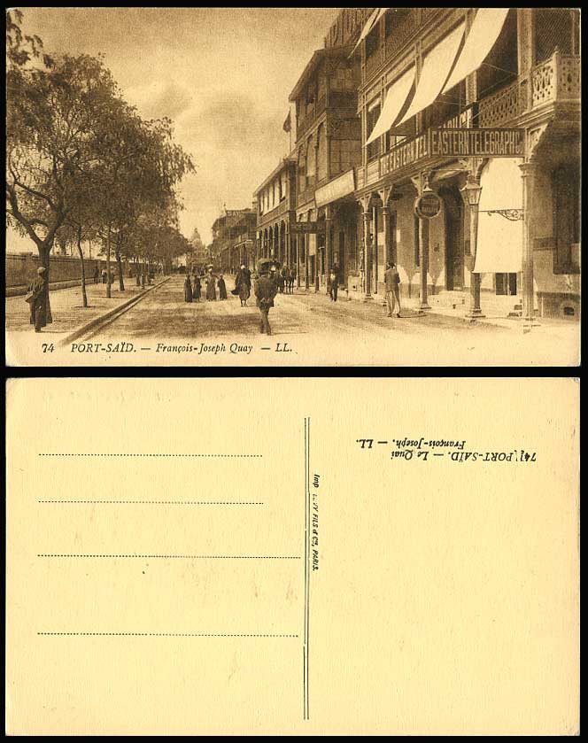 Egypt Old Postcard Port Said Francois Joseph Quai Eastern Telegraph Co Thos Cook