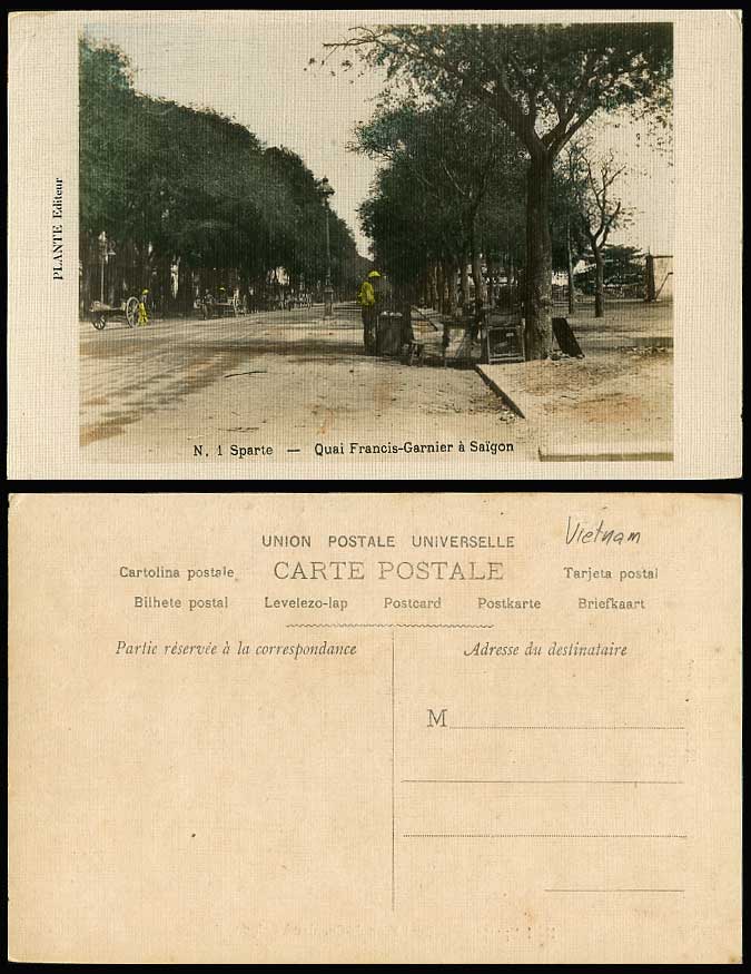 Indo-China Old Postcard Saigon, Quai Francis-Garnier Quay, Street Scene & Seller