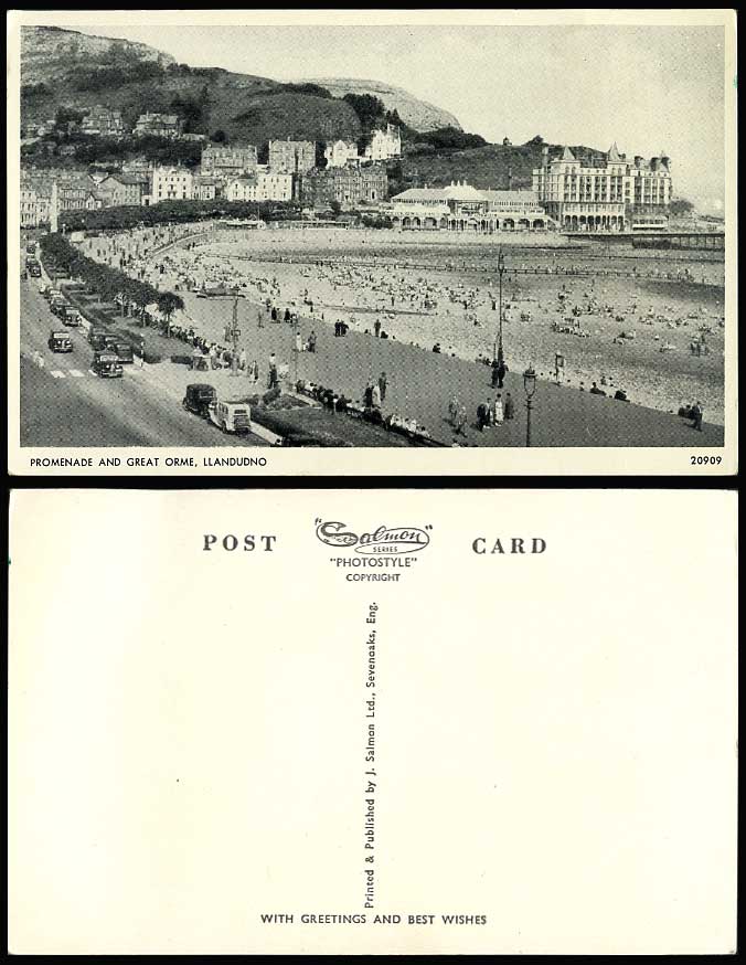 Llandudno, Promenade & Great Orme, Street Scene Beach Seaside Hills Old Postcard