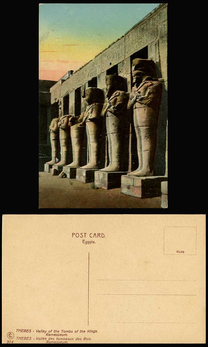 Egypt Old Colour Postcard Thebes Valley of Tombs of Kings Ramesseum Temple Ruins