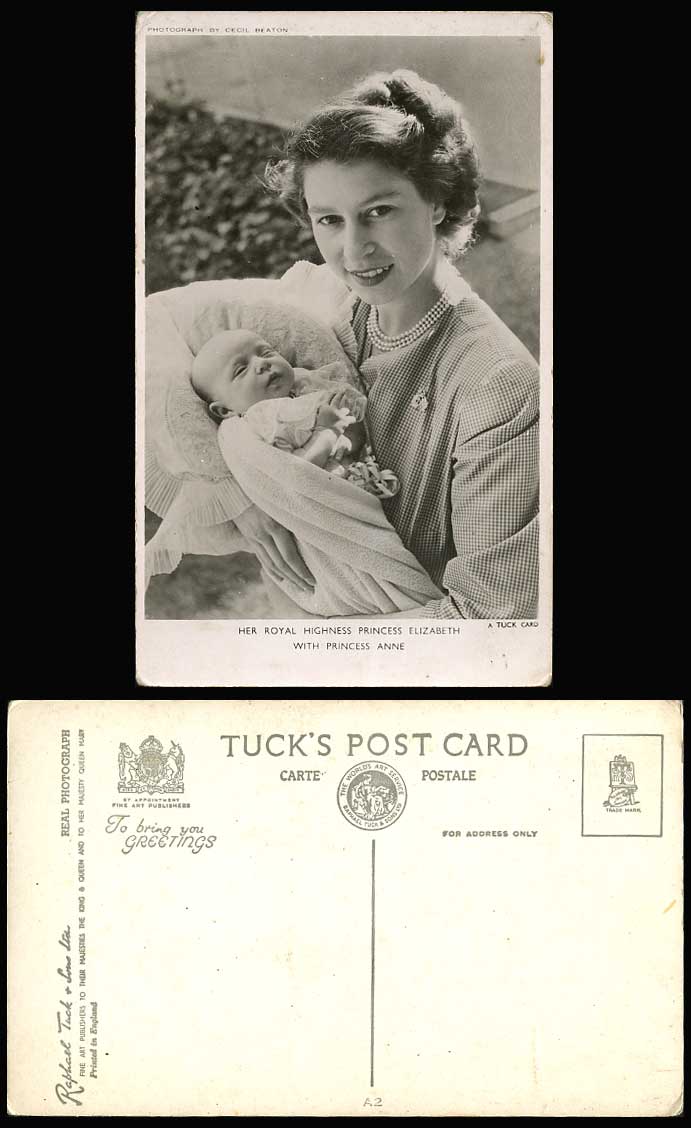 His Royal Highness Princess Elizabeth with Princess Anne, Baby Old R.P. Postcard